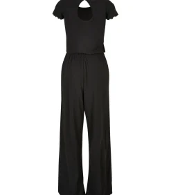 Urban Classics Wijd geribde jumpsuit voor dames black