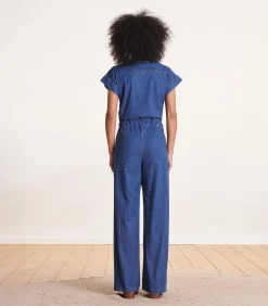 La Fée Maraboutée Wijde blauwe jumpsuit met ritssluiting blue Outlet
