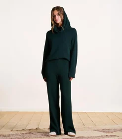 La Fée Maraboutée Wijde broek in petrolblauwe gebreide stof met elastische tailleband petrolBlue Outlet