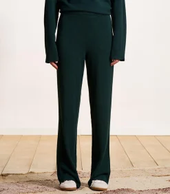La Fée Maraboutée Wijde broek in petrolblauwe gebreide stof met elastische tailleband petrolBlue Outlet