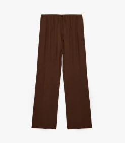 Koton Wijde Broek met Ceintuur en Krinkelstof brown