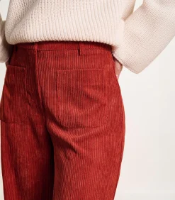 La Fée Maraboutée Wijde cropped broek van terracotta ribfluweel red Best
