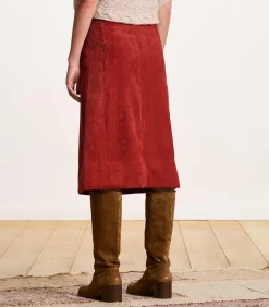 La Fée Maraboutée Wikkelrok van ribfluweel terracotta red Clearance