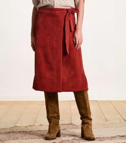 La Fée Maraboutée Wikkelrok van ribfluweel terracotta red Clearance