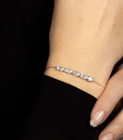 MES BIJOUX Witgouden armband met diamanten en topaas New