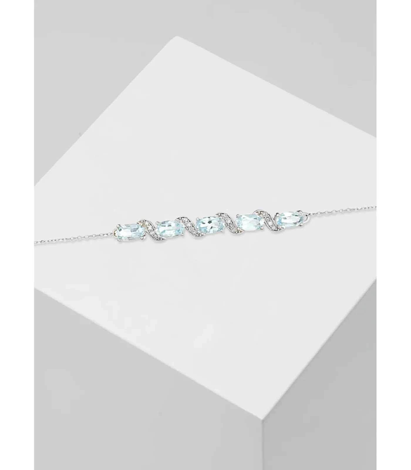 MES BIJOUX Witgouden armband met diamanten en topaas New