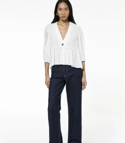 Koton Witte Blouse V-hals 3/4 Mouwen Peplum white New