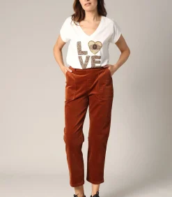 Deeluxe WIYANA - Rechte katoenen corduroy broek brown Sale