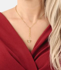 NOELANI Y-halsband voor dames, 925 Sterling zilver | vlinder gold Best