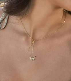 NOELANI Y-halsband voor dames, 925 Sterling zilver | vlinder gold Best