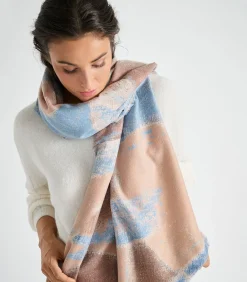 Marie Méro Zachte sjaal in blauw en cognac blueJeans