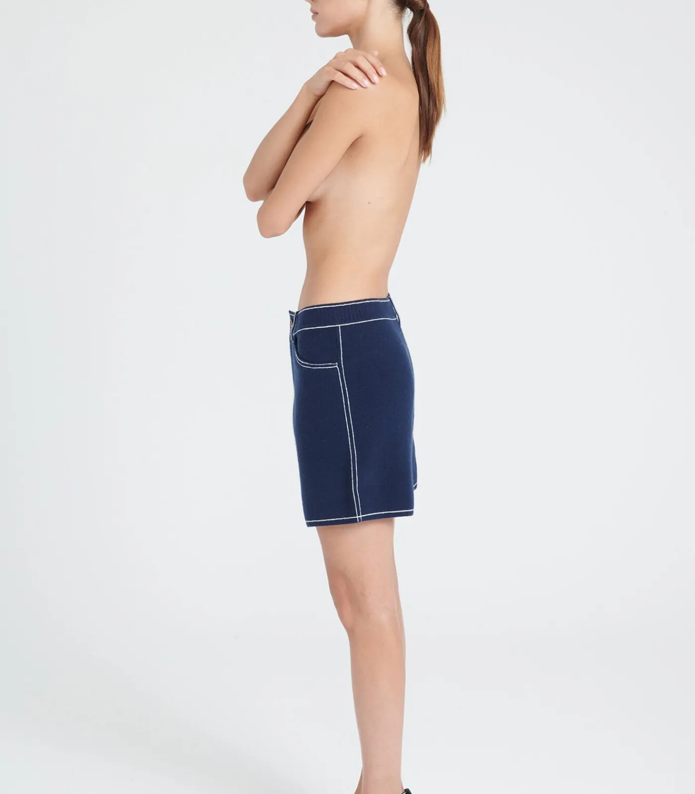 Studio Cashmere8 ZAYA 15 Gebreide korte broek Milano - 100% kasjmier navyBlue Online