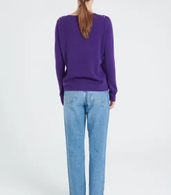 Studio Cashmere8 ZAYA 11 Intarsia Peter Pan Collar Trui - 100% kasjmier violet Clearance