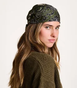 La Fée Maraboutée Zijde sjaal met kaki bandana print khaki Sale