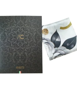 Alberto Cabale Zijde vierkantje Black Roses Cléo white Sale