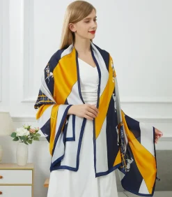 V1969 Zijden stola Vivace Patchwork navyBlue Best