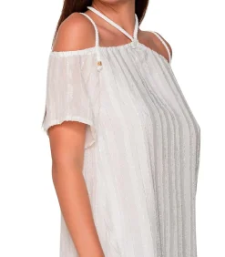 LUNA Zomerse midi-jurk met hangende schouders PRAISE white Discount