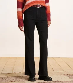 La Fée Maraboutée zwart bootcut jeans van organisch katoen multicolor Best