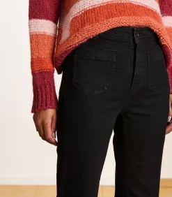 La Fée Maraboutée zwart bootcut jeans van organisch katoen multicolor Best