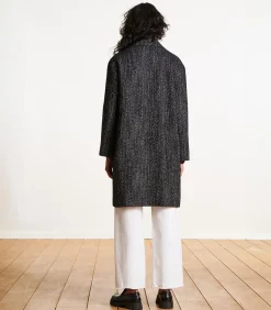 La Fée Maraboutée zwart halflange jas van gevlekte wol black Sale