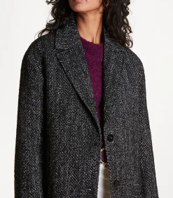 La Fée Maraboutée zwart halflange jas van gevlekte wol black Sale