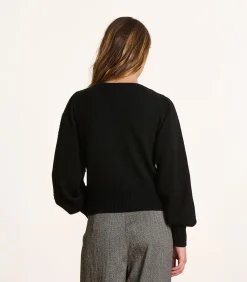 La Fée Maraboutée zwart korte trui met borduursel en pailletten, lange mouwen black Clearance