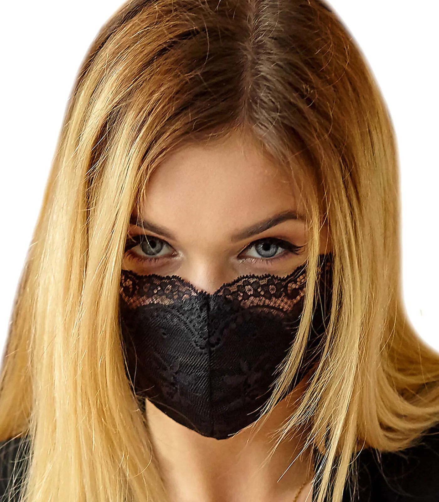 AJOUR Zwart masker van katoen en kant black Outlet