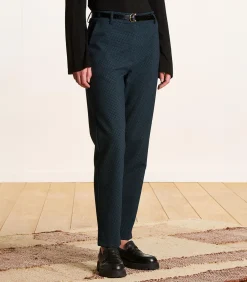 La Fée Maraboutée zwart met blauwe jacquard 7/8e sigarettenbroek black Clearance