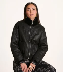 La Fée Maraboutée zwart omkeerbare korte jas black Outlet