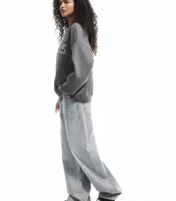 Koton Zwart Sweatshirt Oversize Bedrukt Ronde Hals antraciteGrey Sale