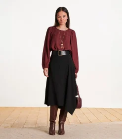 La Fée Maraboutée Zwarte asymmetrische rok tot halverwege de lengte black Best