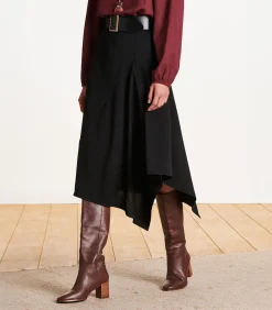 La Fée Maraboutée Zwarte asymmetrische rok tot halverwege de lengte black Best