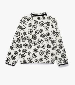 Koton Zwarte Bloemendessin Fleece Jas met Rits black Outlet
