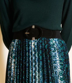 La Fée Maraboutée Zwarte brede elastische riem met ovale gesp black Clearance