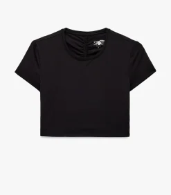 Koton Zwarte Crop Top Korte Mouwen black Clearance