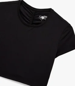 Koton Zwarte Crop Top Korte Mouwen black Clearance