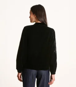 La Fée Maraboutée Zwarte fluwelen top met lange mouwen en borduursels black Outlet