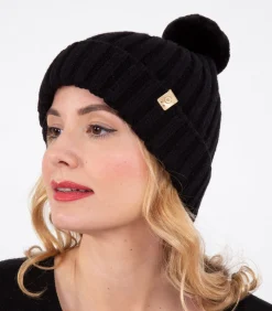 ISOTONER Zwarte gebreide damesmuts black New