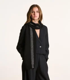 La Fée Maraboutée Zwarte gebreide sjaal met zilveren lurex black Best