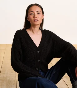 La Fée Maraboutée Zwarte gilet in bouclé breisel black Sale