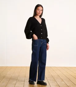 La Fée Maraboutée Zwarte gilet in bouclé breisel black Sale