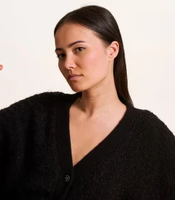 La Fée Maraboutée Zwarte gilet in bouclé breisel black Sale