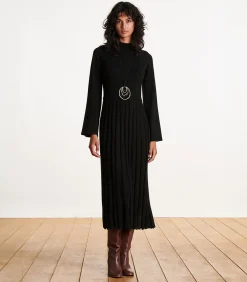 La Fée Maraboutée Zwarte halflange gebreide jurk black