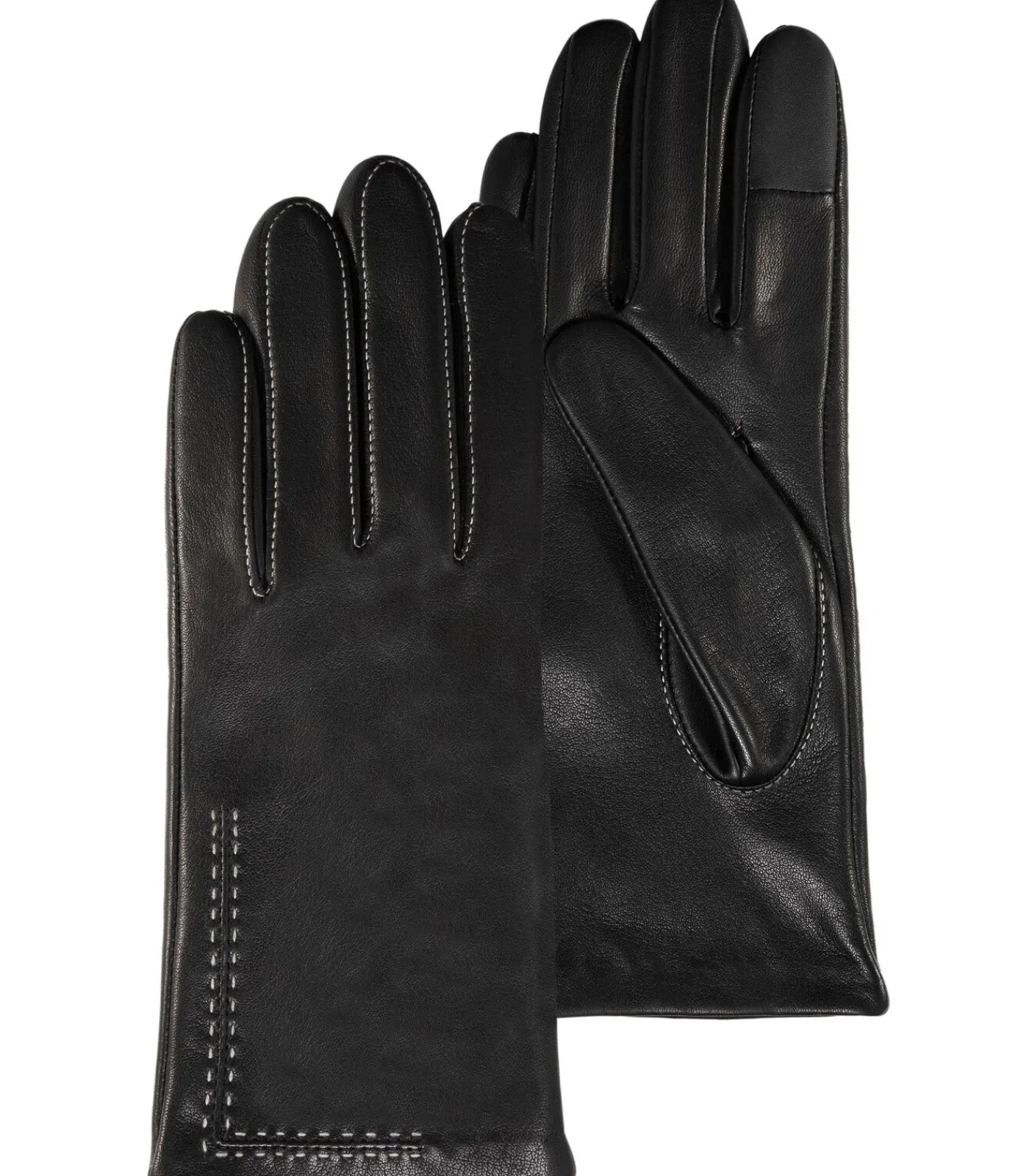 ISOTONER Zwarte lamsleren handschoenen met stiksels voor dames black Sale
