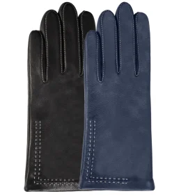 ISOTONER Zwarte lamsleren handschoenen met stiksels voor dames black Sale