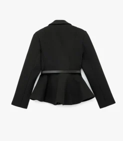 Koton Zwarte Lange Blazer Knoopdetail Ceintuur black New
