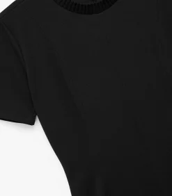 Koton Zwarte Midi-jurk Slanke Pasvorm Korte Mouwen black Clearance