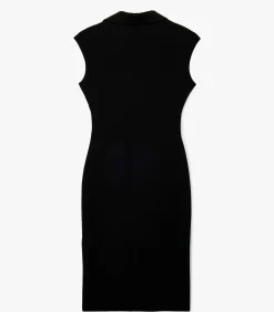 Koton Zwarte Midi-jurk V-hals Knopen Mouwloos black Clearance