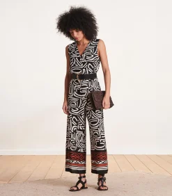 La Fée Maraboutée Zwarte mouwloze jumpsuit met V-halsprint black Discount