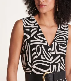 La Fée Maraboutée Zwarte mouwloze jumpsuit met V-halsprint black Discount